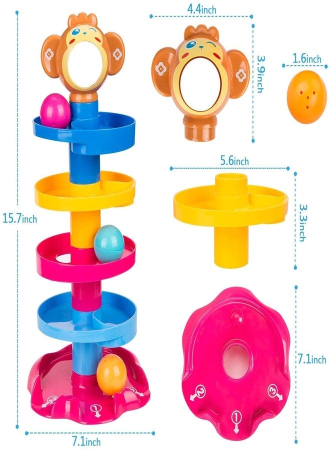 KITMEER 5 Layer Ball Drop and roll Swirling Tower for Baby and Toddler Stack, Drop and go Ball ramp Toy Set Includes 3 Spinning Acrylic Activity Balls- Multi Color - Image 3